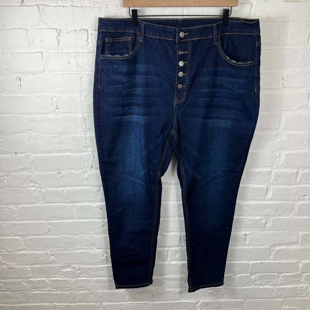 SHEIN Curve Women's Capri Skinny Jeans High Rise Comfort Denim Blue Size 3XL
